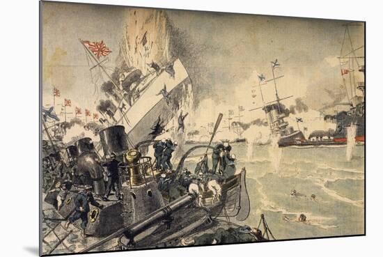 Battle of Tsushima Between Russian and Japanese Fleets, May 1905-null-Mounted Giclee Print