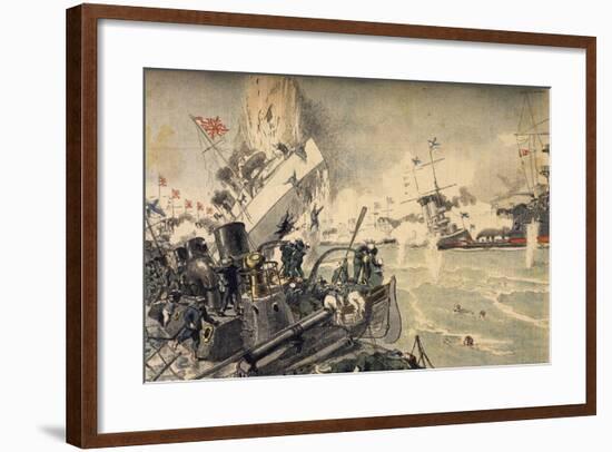 Battle of Tsushima Between Russian and Japanese Fleets, May 1905-null-Framed Giclee Print