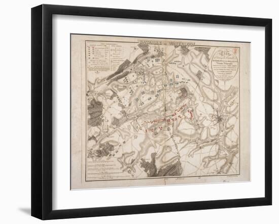 Battle of Waterloo, Map of the Battlefield, Engraved by Jacowick, 1816-Willem Benjamin Craan-Framed Giclee Print