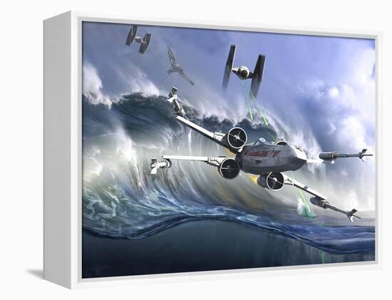 Battle on the Fictional Ocean Planet of Kamino-Stocktrek Images-Framed Stretched Canvas