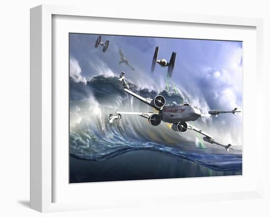 Battle on the Fictional Ocean Planet of Kamino-Stocktrek Images-Framed Art Print