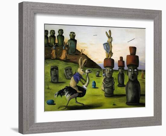 Battle over Easter Island-Leah Saulnier-Framed Giclee Print