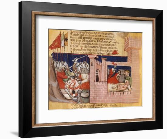 Battle Raging Outside a Fortress While Inside They Try to Treat the Wounded-null-Framed Giclee Print