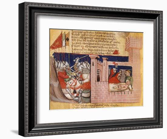 Battle Raging Outside a Fortress While Inside They Try to Treat the Wounded-null-Framed Giclee Print