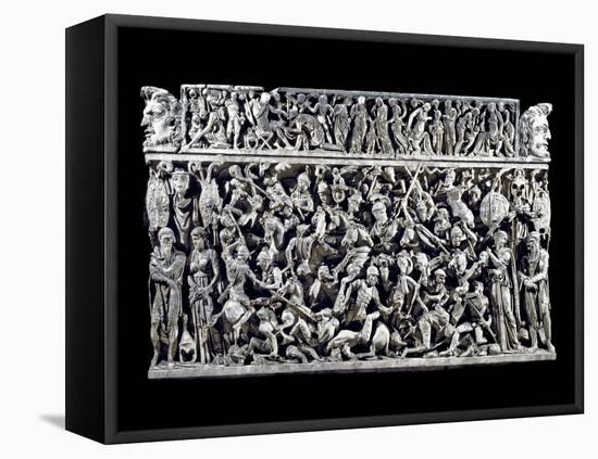 Battle Scene between Roman and Barbarians Warriors during the Ma-null-Framed Premier Image Canvas