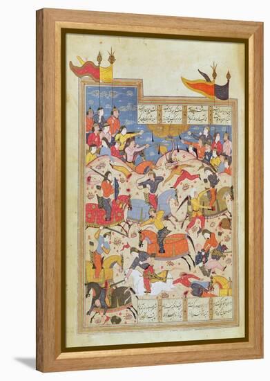 Battle Scene, Illustration from the 'shahnama'-Indian School-Framed Premier Image Canvas