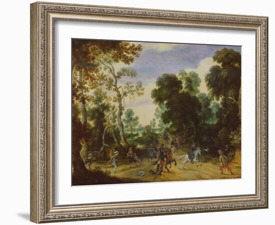 Battle Scene (Oil on Canvas)-Sebastian Vrancx-Framed Giclee Print