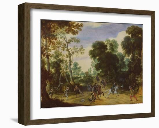 Battle Scene (Oil on Canvas)-Sebastian Vrancx-Framed Giclee Print