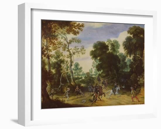 Battle Scene (Oil on Canvas)-Sebastian Vrancx-Framed Giclee Print