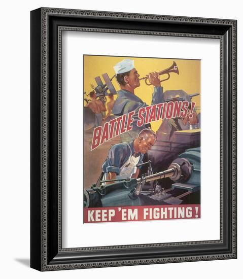 Battle Stations! Keep'em Fighting-null-Framed Art Print