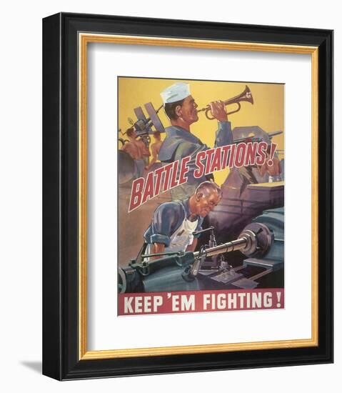 Battle Stations! Keep'em Fighting-null-Framed Art Print