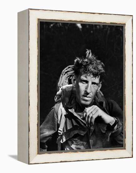 Battle-Weary Soldier, Member of Merrill's Marauders, Pausing with Cigarette, Burma Campaign in WWII-Bernard Hoffman-Framed Premier Image Canvas