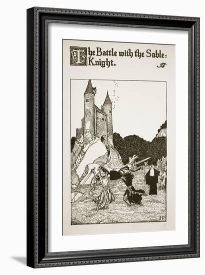 Battle with the Sable Knight, illustration from 'The Story of King Arthur and his Knights', 1903-Howard Pyle-Framed Giclee Print