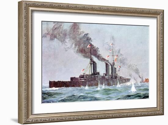 Battlecruiser HMS Lion Coming into Action, Battle of Jutland 31 May - 1 June 1916-null-Framed Giclee Print