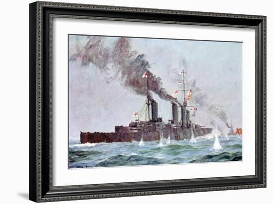 Battlecruiser HMS Lion Coming into Action, Battle of Jutland 31 May - 1 June 1916-null-Framed Giclee Print