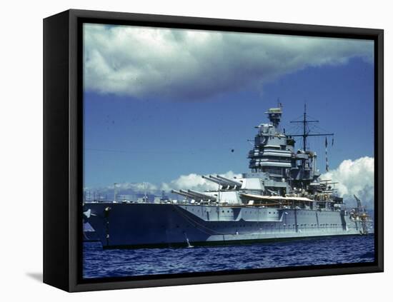 Battleship During Us Navy Manuevers Off Hawaii-Carl Mydans-Framed Premier Image Canvas