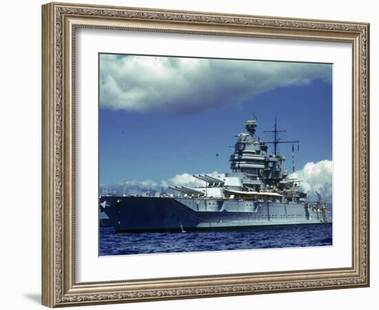 Battleship During Us Navy Manuevers Off Hawaii-Carl Mydans-Framed Photographic Print