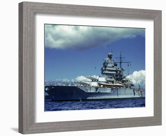 Battleship During Us Navy Manuevers Off Hawaii-Carl Mydans-Framed Photographic Print