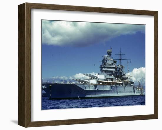 Battleship During Us Navy Manuevers Off Hawaii-Carl Mydans-Framed Photographic Print