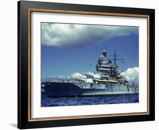 Battleship During Us Navy Manuevers Off Hawaii-Carl Mydans-Framed Photographic Print