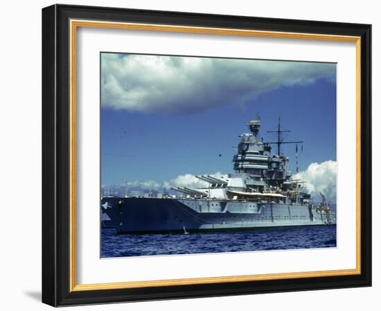 Battleship During Us Navy Manuevers Off Hawaii-Carl Mydans-Framed Photographic Print