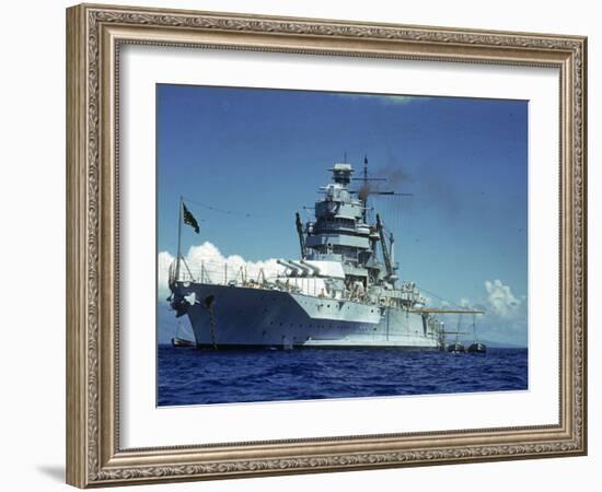 Battleship During Us Navy Manuevers Off the Hawaiian Islands-Carl Mydans-Framed Photographic Print