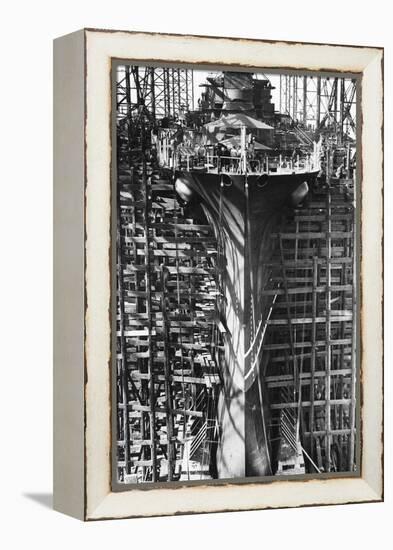 Battleship Indiana under Construction-null-Framed Premier Image Canvas