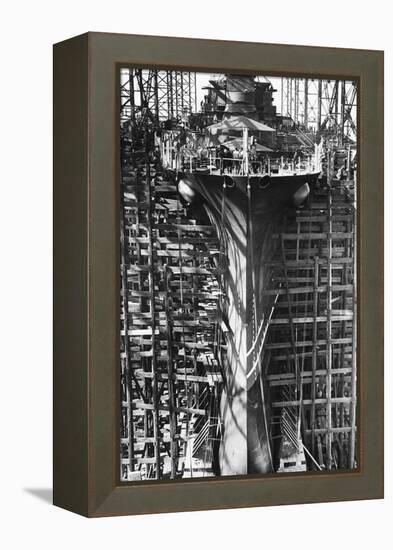 Battleship Indiana under Construction-null-Framed Premier Image Canvas