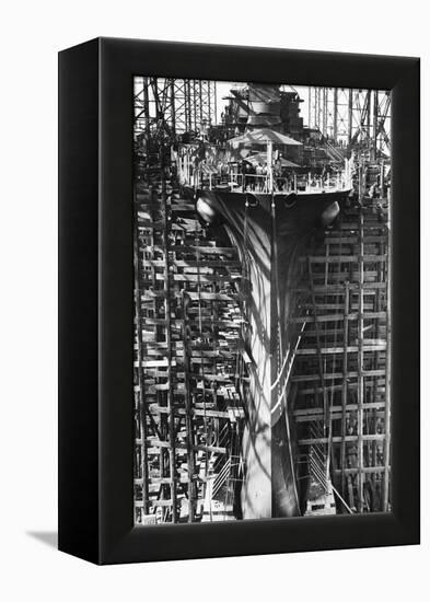 Battleship Indiana under Construction-null-Framed Premier Image Canvas