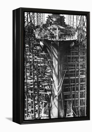 Battleship Indiana under Construction-null-Framed Premier Image Canvas