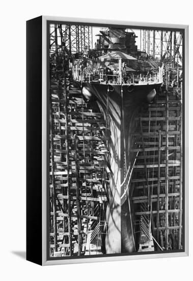 Battleship Indiana under Construction-null-Framed Premier Image Canvas