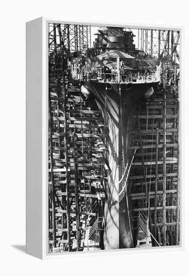 Battleship Indiana under Construction-null-Framed Premier Image Canvas