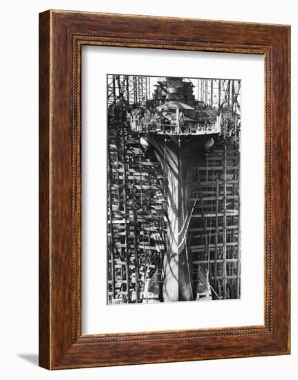 Battleship Indiana under Construction-null-Framed Photographic Print