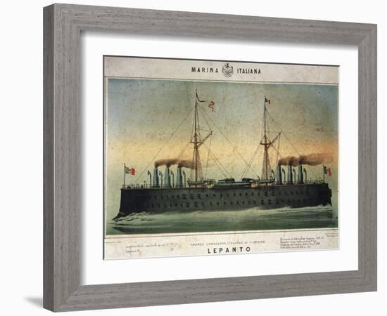 Battleship Lepanto, Colour, Italy, 19th Century-null-Framed Giclee Print