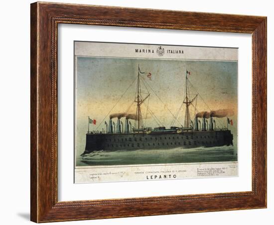 Battleship Lepanto, Colour, Italy, 19th Century-null-Framed Giclee Print