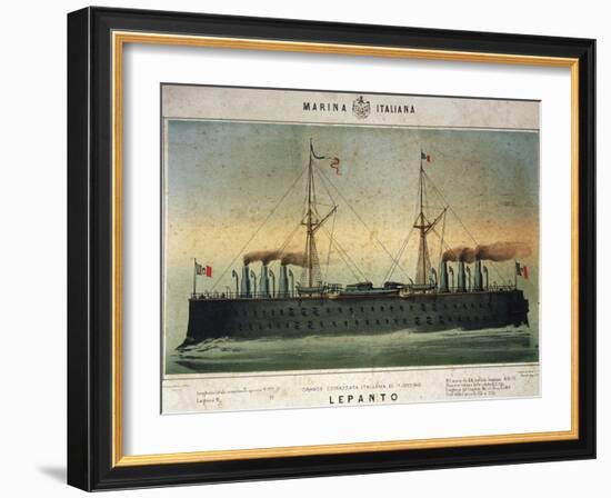 Battleship Lepanto, Colour, Italy, 19th Century-null-Framed Giclee Print