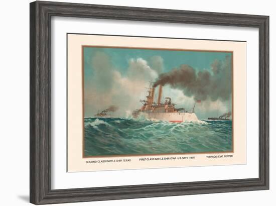 Battleship Texas, Battleship Iowa, and Torpedoboat Porter, 1899-Werner-Framed Art Print