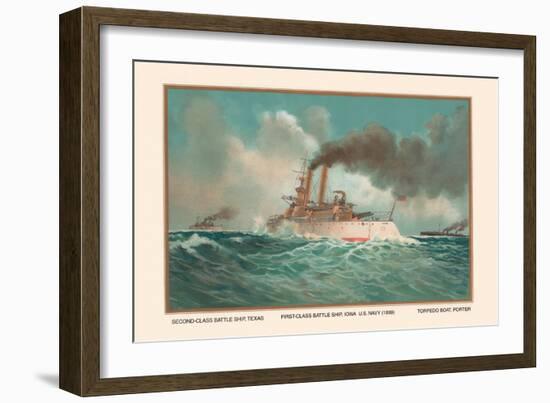 Battleship Texas, Battleship Iowa, and Torpedoboat Porter, 1899-Werner-Framed Art Print