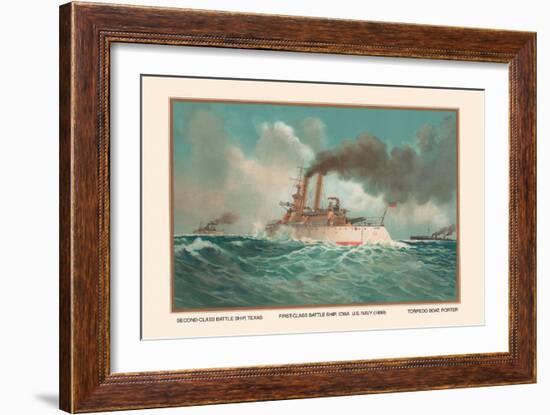 Battleship Texas, Battleship Iowa, and Torpedoboat Porter, 1899-Werner-Framed Art Print