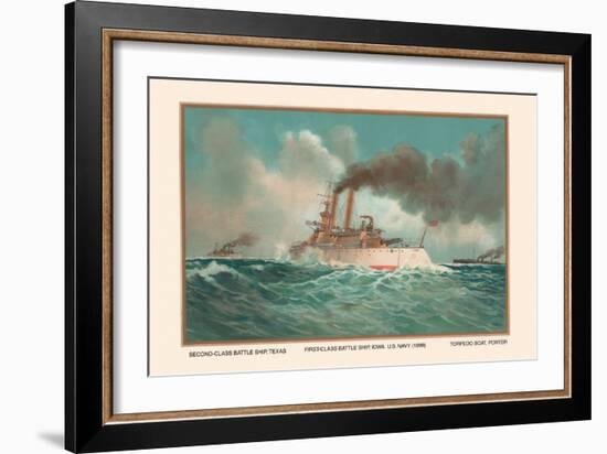 Battleship Texas, Battleship Iowa, and Torpedoboat Porter, 1899-Werner-Framed Art Print