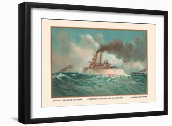 Battleship Texas, Battleship Iowa, and Torpedoboat Porter, 1899-Werner-Framed Art Print