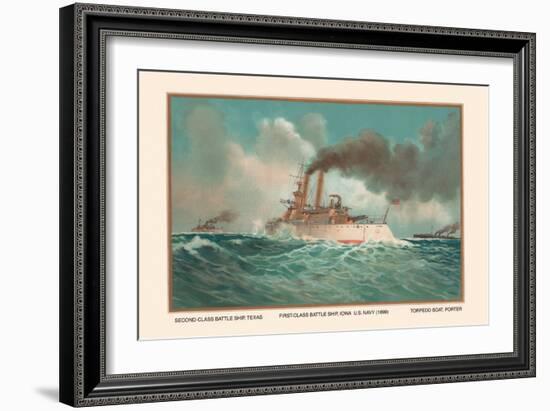 Battleship Texas, Battleship Iowa, and Torpedoboat Porter, 1899-Werner-Framed Art Print