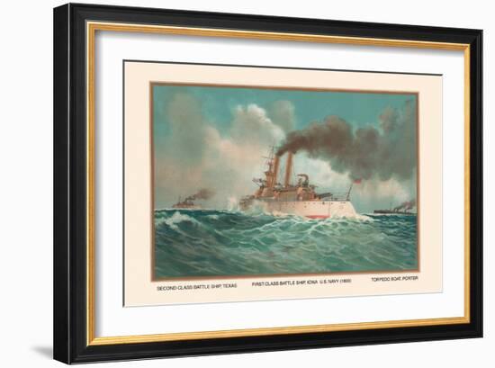 Battleship Texas, Battleship Iowa, and Torpedoboat Porter, 1899-Werner-Framed Art Print