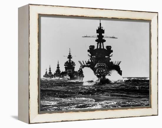 Battleship USS Pennsylvania Is Followed by Three Cruisers-null-Framed Stretched Canvas