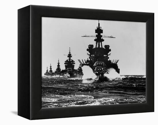 Battleship USS Pennsylvania Is Followed by Three Cruisers-null-Framed Stretched Canvas