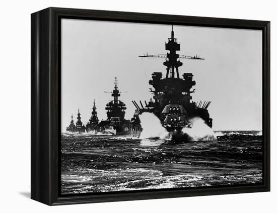 Battleship USS Pennsylvania Is Followed by Three Cruisers-null-Framed Stretched Canvas