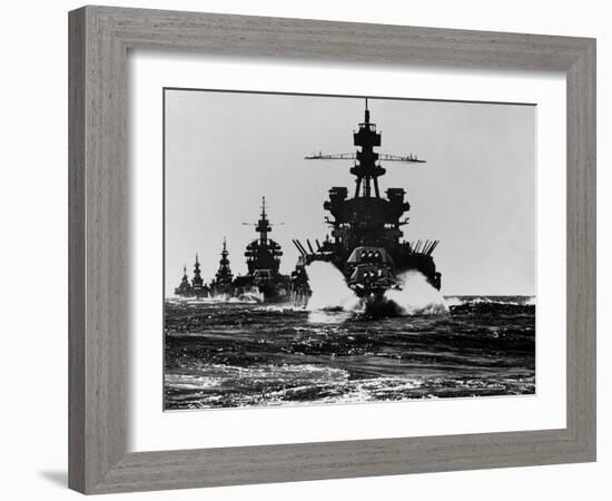 Battleship USS Pennsylvania Is Followed by Three Cruisers-null-Framed Photo