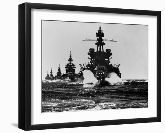 Battleship USS Pennsylvania Is Followed by Three Cruisers-null-Framed Photo