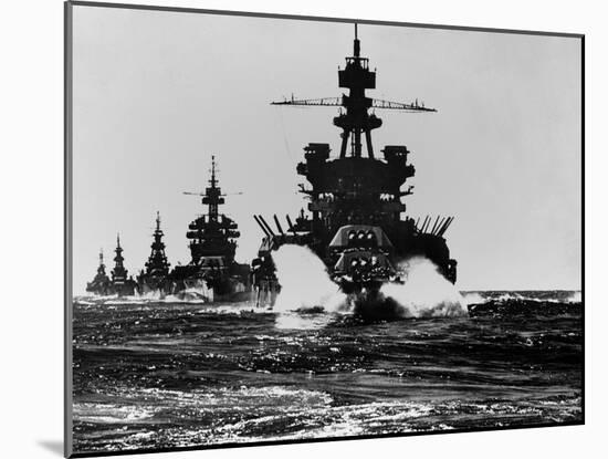 Battleship USS Pennsylvania Is Followed by Three Cruisers-null-Mounted Photo