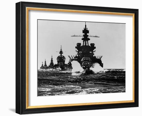 Battleship USS Pennsylvania Is Followed by Three Cruisers-null-Framed Photo